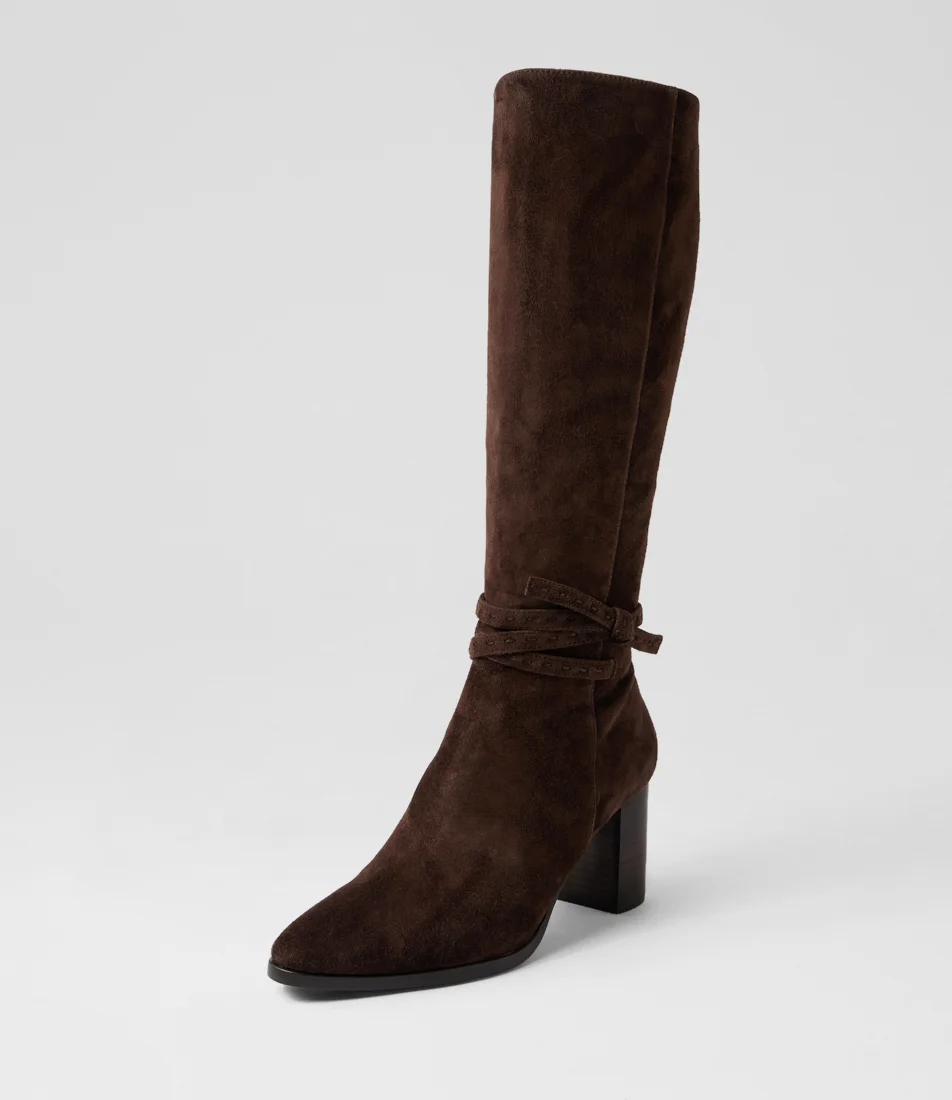 Amatis Choc Suede Knee High Boots