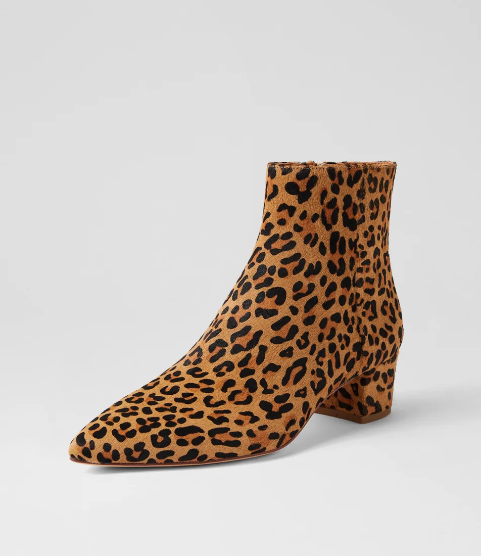 Aulimas Leopard Pony Ankle Boots