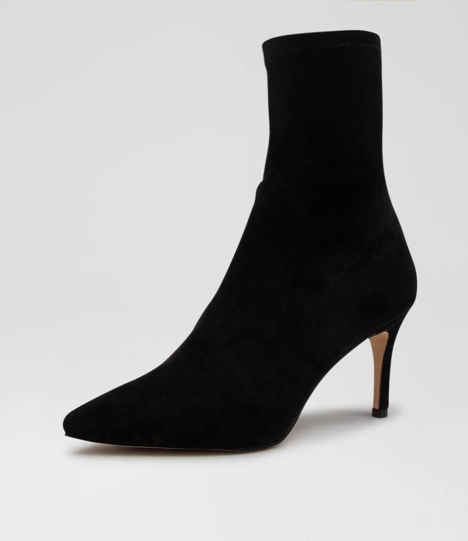 Beauty Black Stretch Microsuede Ankle Boots