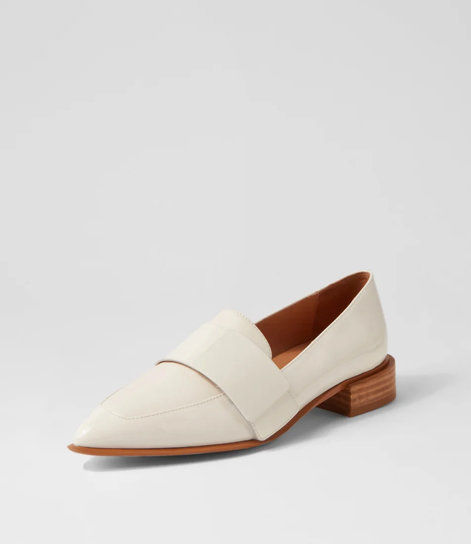 Easey Ivory Patent Leather Loafers