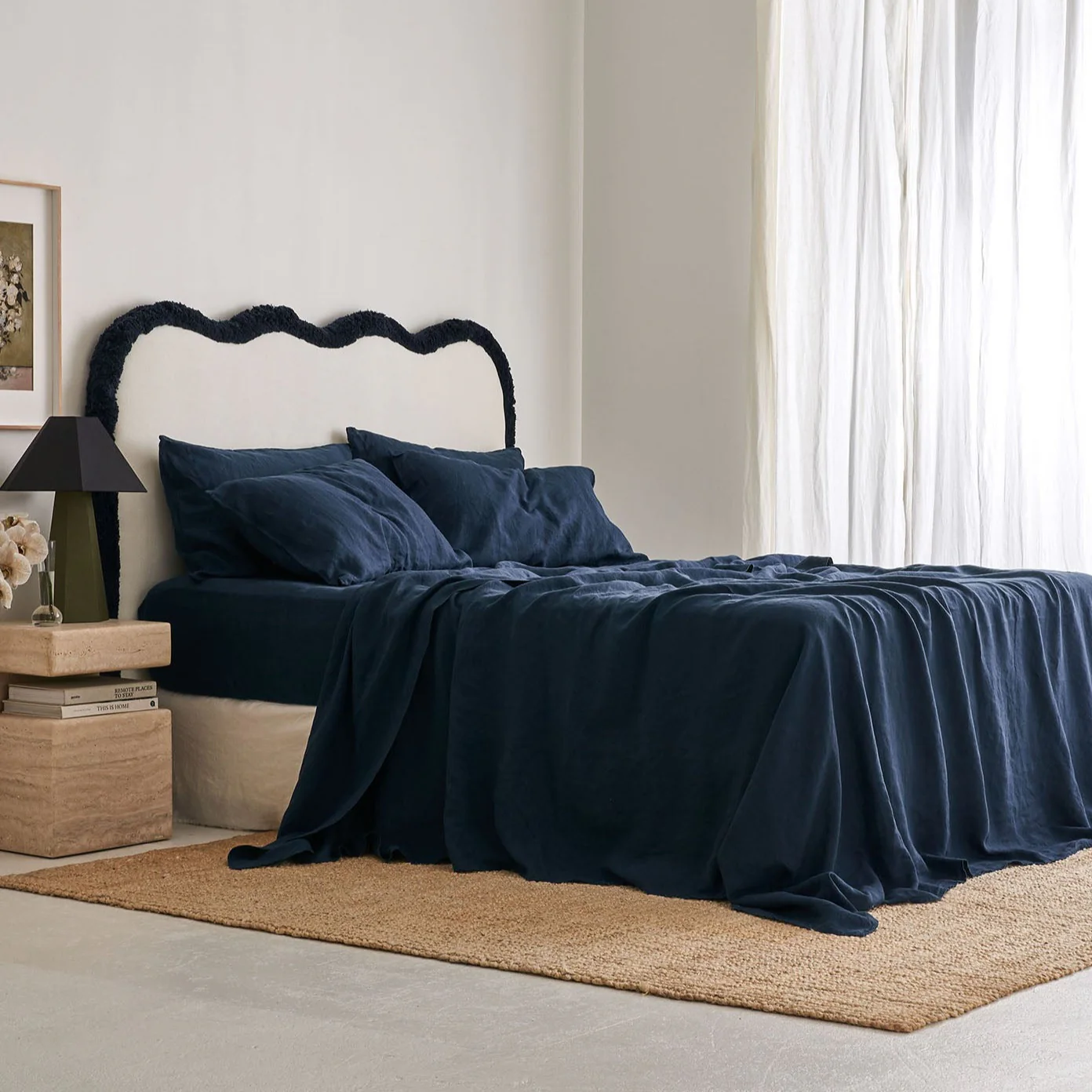 French Flax Linen Sheet Set in Indigo