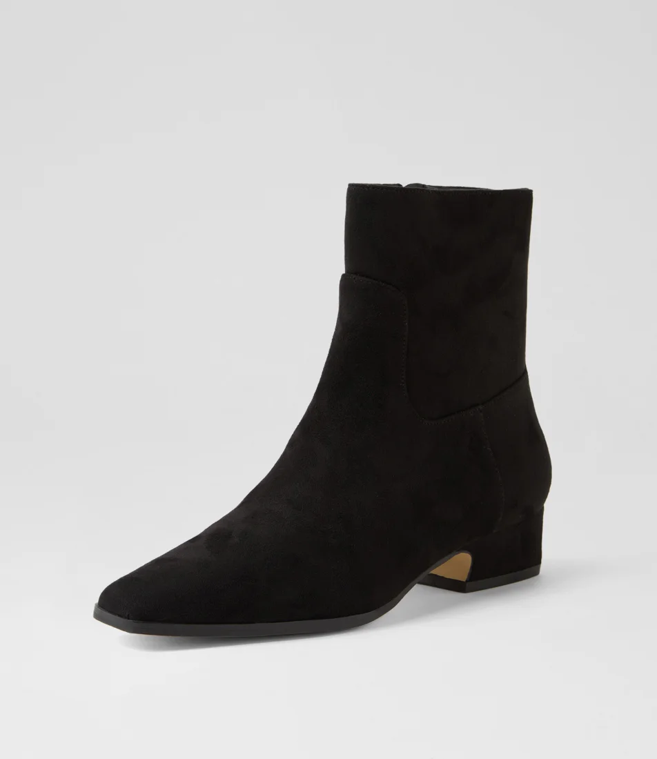 Laural Black Microsuede Ankle Boots