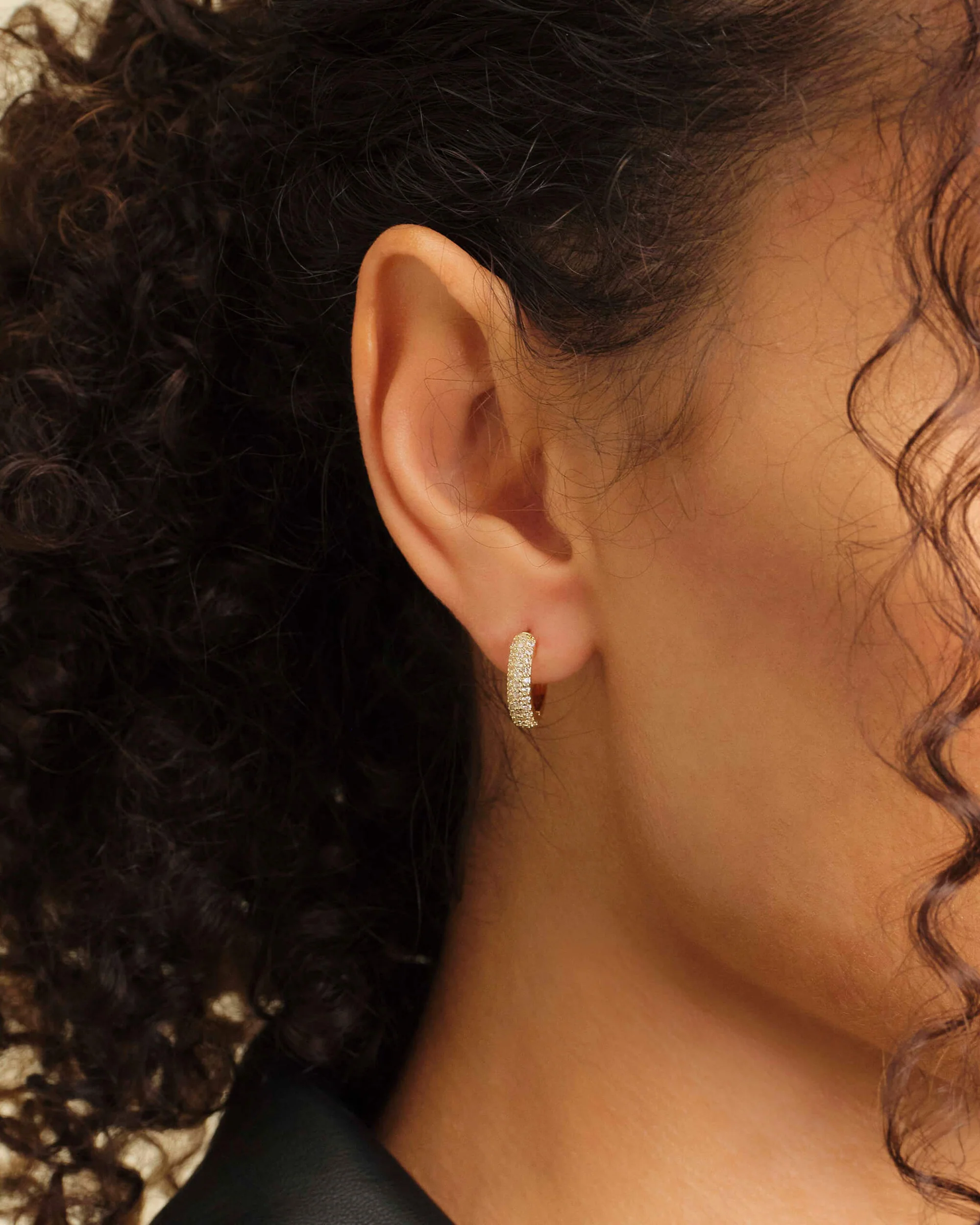 Women's Iced Out Hoop Earrings - Gold